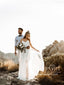 Spaghetti Straps See Through Lace Dress with Soft Tulle Floor Length Wedding Dress AWD1712