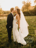 Spaghetti Straps Sheath Boho Wedding Dress Rustic Lace Wedding Dresses AWD1806-SheerGirl