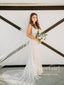 Vestido de novia bohemio con tirantes finos, vestidos de novia de encaje rústico AWD1806 