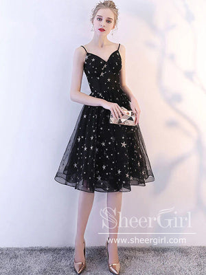 Spaghetti Straps Star Sequins Lace Short Prom Dress Mini Homecoming Dress ARD2749-SheerGirl