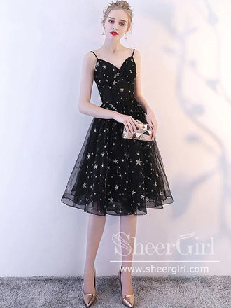 Spaghetti Straps Star Sequins Lace Short Prom Dress Mini Homecoming Dress ARD2749-SheerGirl