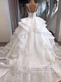 Spaghetti Straps Sweetheart Neckline Beaded Ball Gown Wedding Dress with Cathedral Train AWD1782-SheerGirl