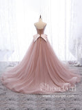 Spaghetti Straps Sweetheart Neckline Tulle Ball Gown with Corset Back Long Prom Dress ARD2644-SheerGirl