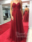 Spaghetti Straps Unlined Lace Bodice Evening Dress Sparkly Tulle Long Prom Dress ARD2600
