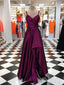 Spahgetti Strap Asymmetric Hem Grape Long Prom Dresses 2019 ARD1885