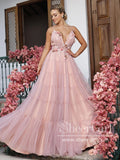 Sparkly Beaded Bodice Prom Dresses Backless Flowy Tulle A Line Prom Gown ARD2710-SheerGirl