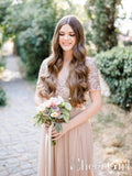 Sparkly Chiffon Rose Gold A Line Bridesmaid Dresses ARD2507-SheerGirl
