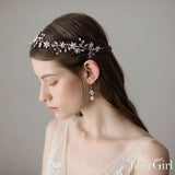 Sparkly Crystal Petals Silver Bridal Headband ACC1112-SheerGirl