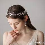 Sparkly Crystal Petals Silver Bridal Headband ACC1112-SheerGirl