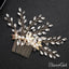 Sparkly Crystal Sprig Gold Wedding Comb with Pearl ACC1156