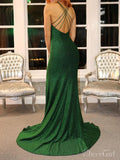 Sparkly Emerald Green Mermaid Prom Dresses V Neck Pageant Dress ARD2149-SheerGirl
