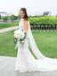 Třpytivé krajkové 3D květinové svatební šaty mořské panny s výstřihem do V AWD1745 
