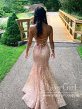 Sparkly Lace V Neck Mermaid Prom Dress Formal Dress Backless Party Dress ARD2769-SheerGirl