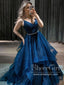 Sparkly Prom Gown Shiny Ball Gown Navy Blue Tulle Long Prom Dresses ARD2725