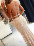 Sparkly Sequin Mermaid Prom Dresses Sexy Backless Sheath Gold Shiny Prom Dress ARD1413-SheerGirl