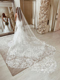Sparkly Sequin Strapless Sweetheart Neck Mermaid Wedding Dress with Open Illusion Back AWD1768-SheerGirl