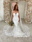 Sparkly Sequin Strapless Sweetheart Neck Mermaid Wedding Dress with Open Illusion Back AWD1768