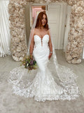Sparkly Sequin Strapless Sweetheart Neck Mermaid Wedding Dress with Open Illusion Back AWD1768-SheerGirl