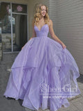 Sparkly Tulle Ball Gown Tiered Long Prom Dress in Floor Length ARD2806-SheerGirl