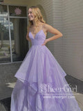Sparkly Tulle Ball Gown Tiered Long Prom Dress in Floor Length ARD2806-SheerGirl