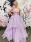 Sparkly Tulle Ball Gown Tiered Long Prom Dress in Floor Length ARD2806