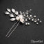 Sprig Floral Silver Bridal Hairpin Pear and Crystals ACC1158