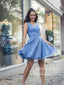 Stormy Blue V Neck Homecoming Dress Sarkly Tulle A Line Mini Prom Dress ARD2824