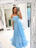 Strapless A Line Prom Gown Floor Length Chiffon Prom Dress with Feather ARD2683-SheerGirl