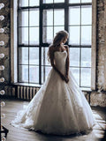 Strapless A-line Lace Wedding Dresses Sweep Train Bridal Dress AWD1576-SheerGirl