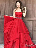 Strapless Asymmetric Beaded Prom Dresses Navy Blue Quinceanera Dress APD3332-SheerGirl