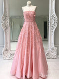 Strapless Beaded Appliqued Pink Long Prom Dresses Quinceanera Dress APD3331-SheerGirl