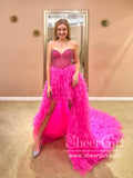 Strapless Beaded Bodice Tiered Tulle High Low Ball Gown Simple Prom Dress ARD2682-SheerGirl