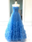 Modré juniorské plesové šaty bez ramínek Volná sukně Levné šaty Sweet 16 ARD2089 