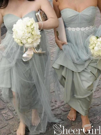 Strapless Bridesmaid Dresses Long Formal Dress With Rhinestone Sash ARD2387-SheerGirl