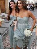 Strapless Bridesmaid Dresses Long Formal Dress With Rhinestone Sash ARD2387-SheerGirl
