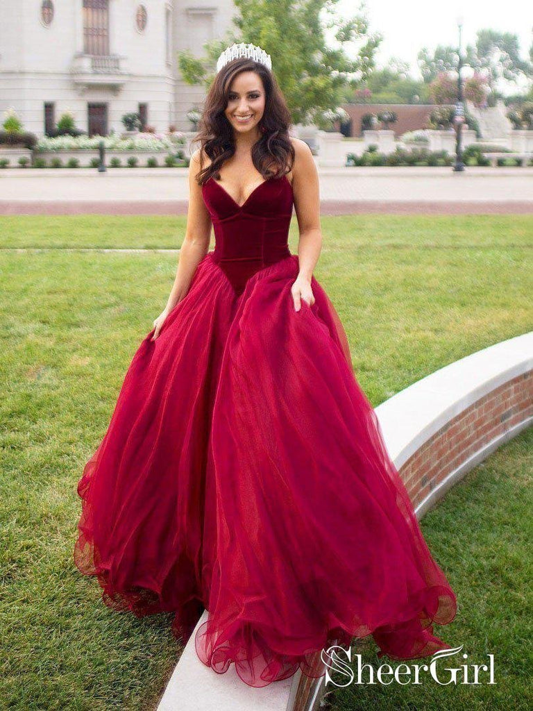 Strapless Burgundy Prom Dresses Cheap Plus Size Maroon Quinceanera Dre –  SheerGirl