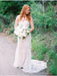 Venkovské svatební šaty bez ramínek Jednoduché krajkové plážové svatební šaty AWD1122 