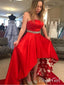 Strapless High Low Red Floral Prom Dresses Beaded Formal Pageant Dress for Junior APD3430