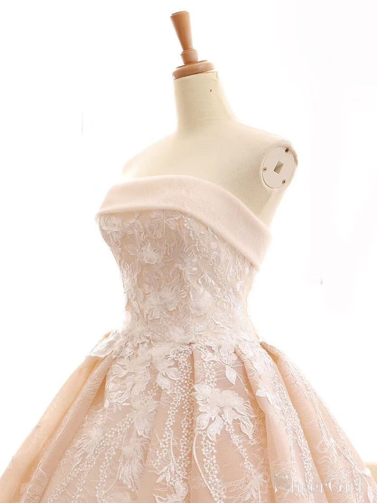 Strapless Lace Ball Gown Prom Dresses For Teens Sweet 16 Quinceanera Dress ARD2246-SheerGirl