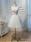 Strapless Light Blue Homecoming Dress Flower Applique Short Homecoming Dress ARD1328