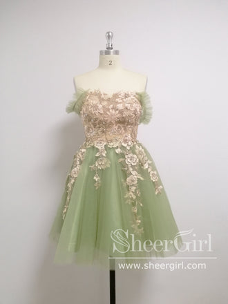 Strapless Light Blue Homecoming Dresses Lace Applique Beaded Formal Dress ARD2420-SheerGirl
