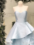 Strapless Light Blue Long Prom Dresses Multi-Layered Ruffle Quinceanera Dress ARD1970-SheerGirl