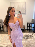 Strapless Lilac Mermaid Prom Dresses Corset Back Pageant Formal Dress ARD2899-SheerGirl