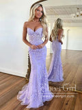 Strapless Lilac Mermaid Prom Dresses Corset Back Pageant Formal Dress ARD2899-SheerGirl