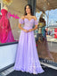Strapless Lilac Tulle Long Evening Dress A-Line Floor Length Prom Dress ARD2915