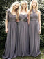 Dlouhé šifonové šaty bez ramínek Sweetheart šedé Neodpovídající šaty pro družičku ARD1184 