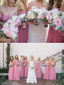 Strapless Long Pink Bridesmaid Dresses Cheap Chiffon Plus Size Bridesmaid Dresses ARD1155