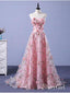 Strapless Pink Floral Prom Dresses Flower Applique Formal Dress Evening Gowns ARD1327