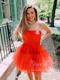 Strapless Ruffle Tulle Tiered Simple Prom Dress Homecoming Dress ARD2619-SheerGirl