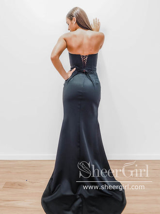 Strapless Satin Mermaid Prom Dress with High Slit Prom Gown ARD2687-SheerGirl